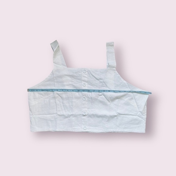 BP crop tank button front linen blend white cami shirred smocked back size 3X - Picture 9 of 10
